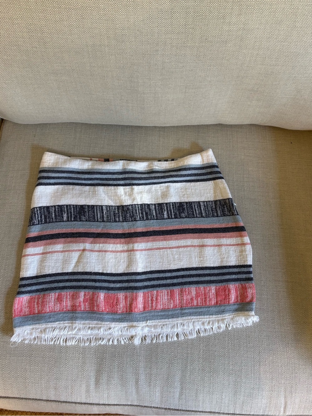 Abbeline Striped Mini Skirt in Cream, Black, Pink